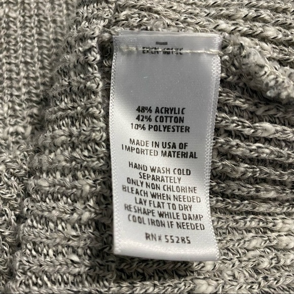 Express Gray Open Knit V Neck Slit Back Sweater - Picture 6 of 6